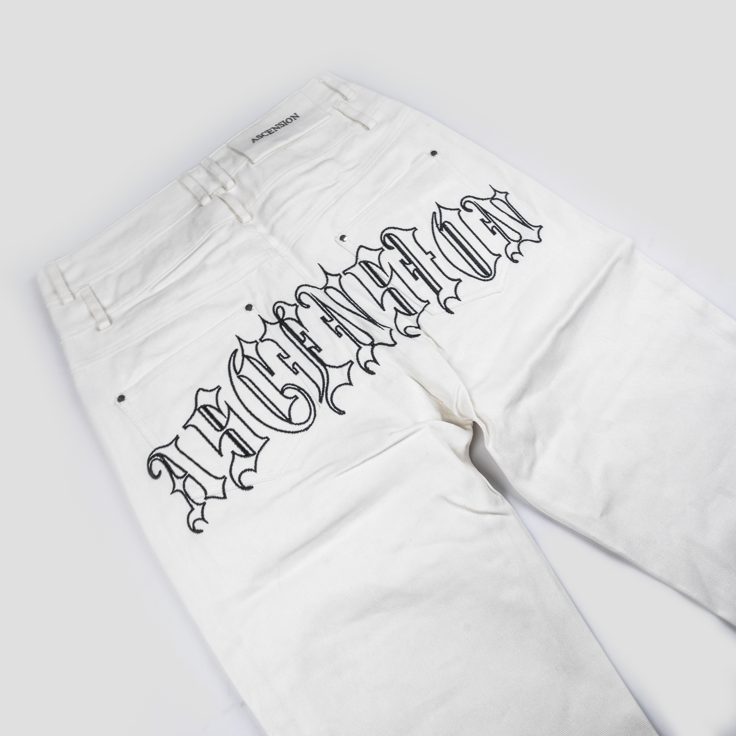 WHITE WAX DENIM PANTS